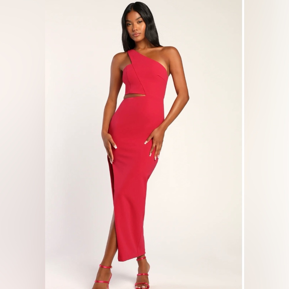 DO+BE Look The Part-y Hot Pink One-Shoulder Cutout Maxi Dress- L